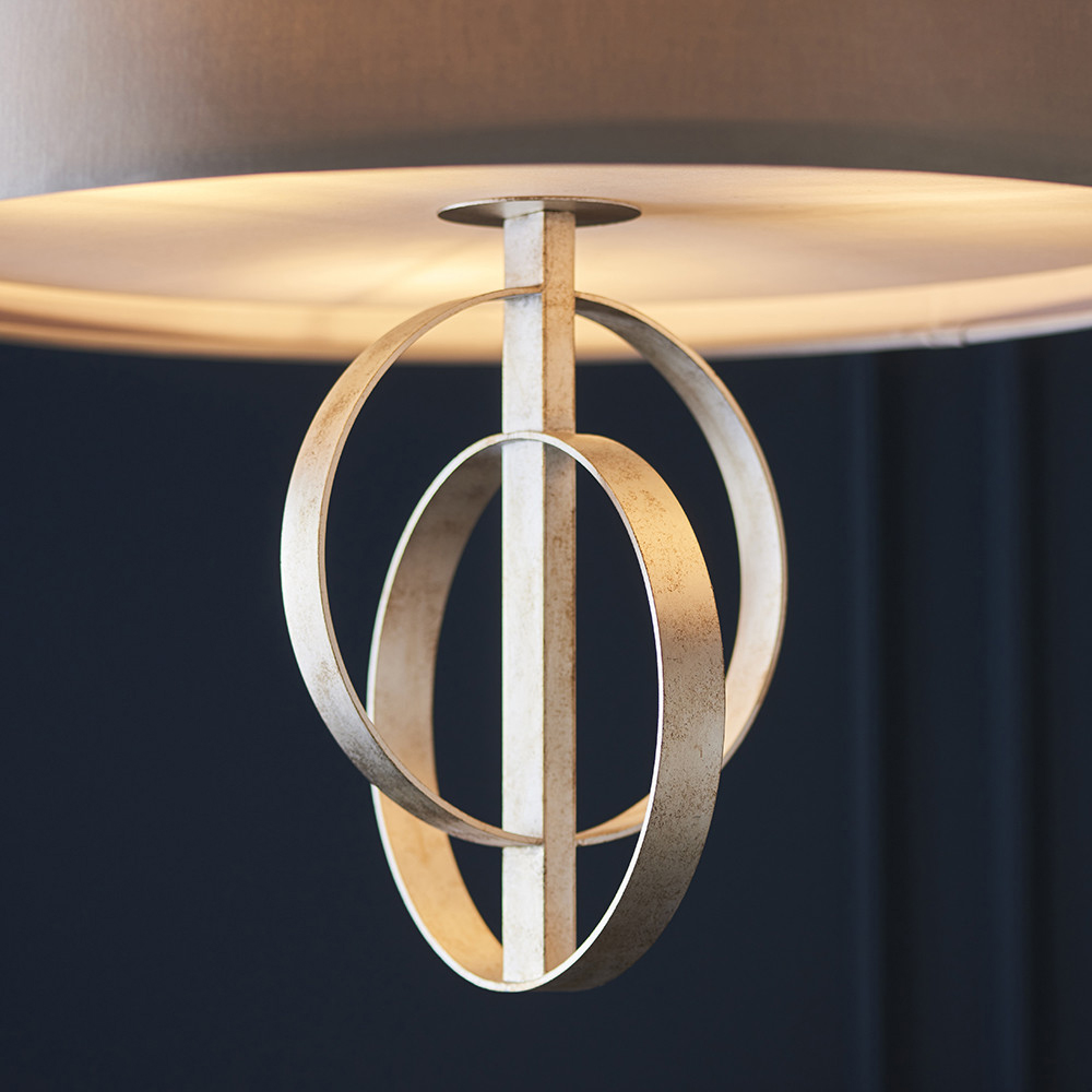 Merano Trento Antique Silver and Mink Satin Fabric 5 Light Pendant Ceiling Light Image 4