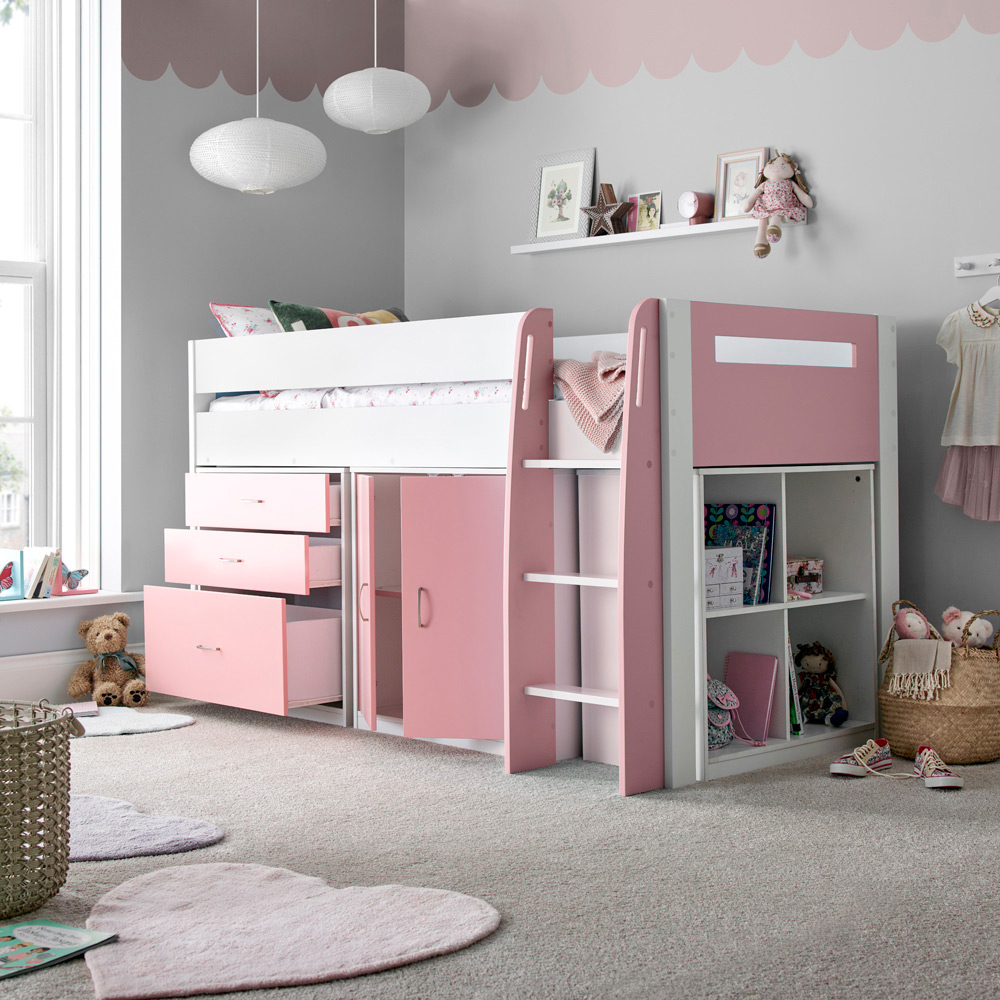 Bedmaster Lacy Pink Storage Mid Sleeper with Pocket Sprung Mattress Image 9