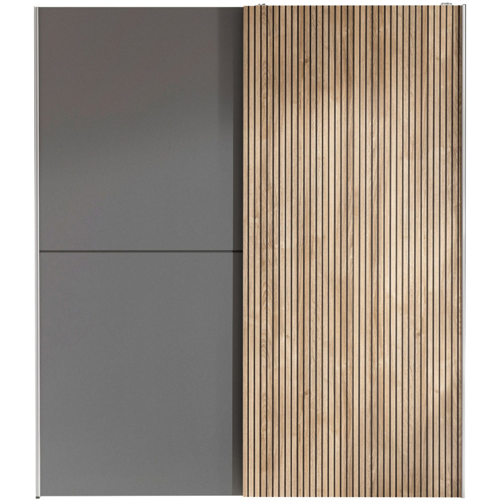Julian Bowen Berno 2 Door Light Oak and Dark Grey Sliding Wardrobe Image 5