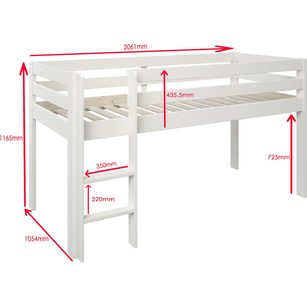 Noomi Nora White Mid Sleeper Bed Workstation Cabin with Pull-Out Desk and Storage Image 9