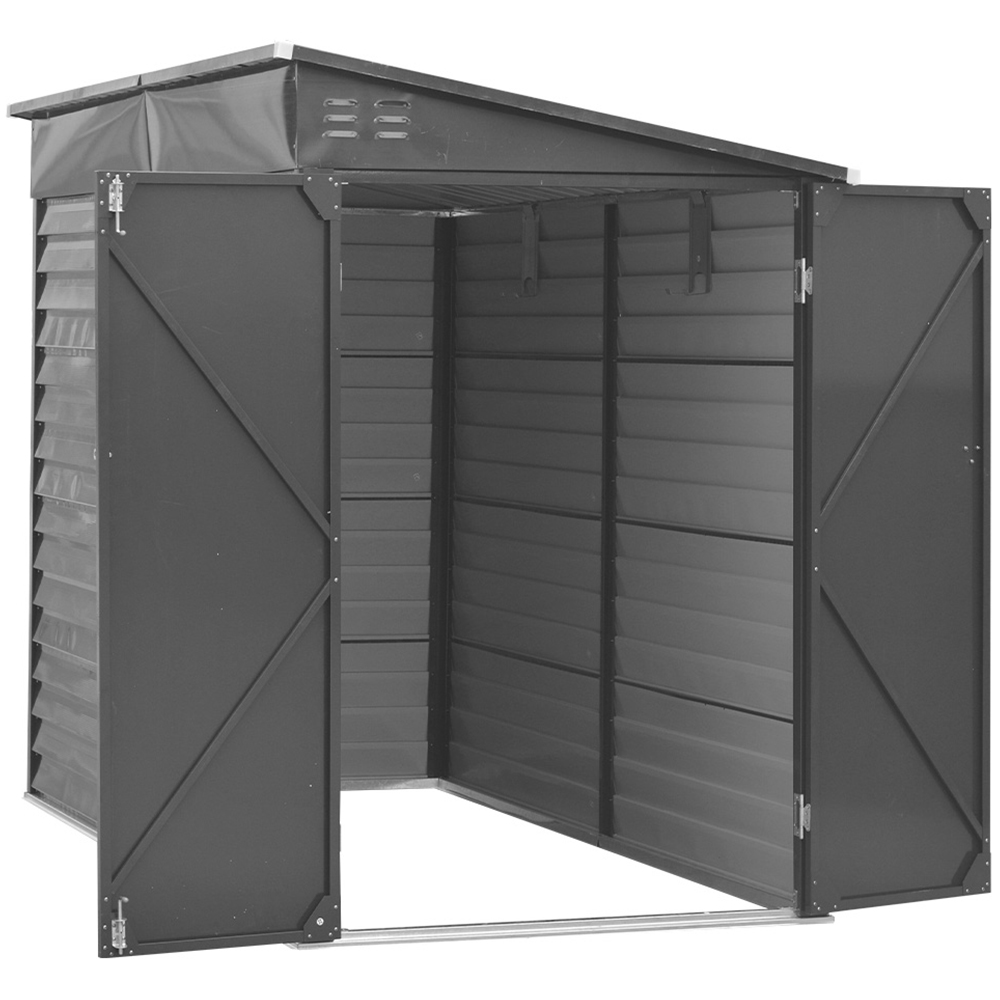 H&O Direct 8.9 x 4.7ft Charcoal Black Lean To Metal Pent Garden Shed Image 3
