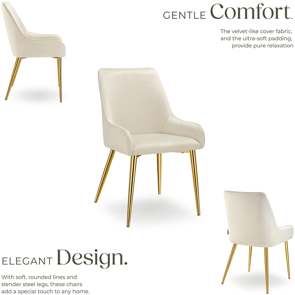 tectake Avane Set of 6 Beige Velvet High Backrest Dining Chair Image 3