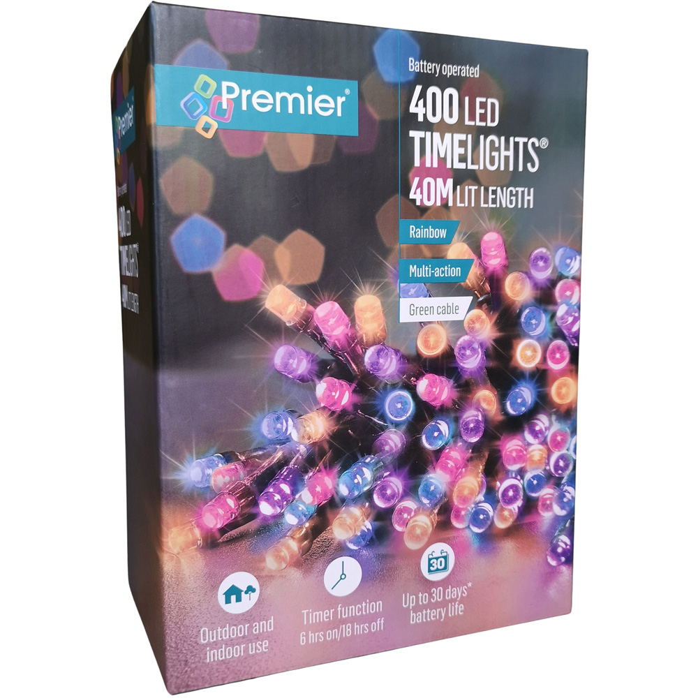 Premier TimeLights 400 Rainbow LED Multi-Function Green String Light 40m Image 2