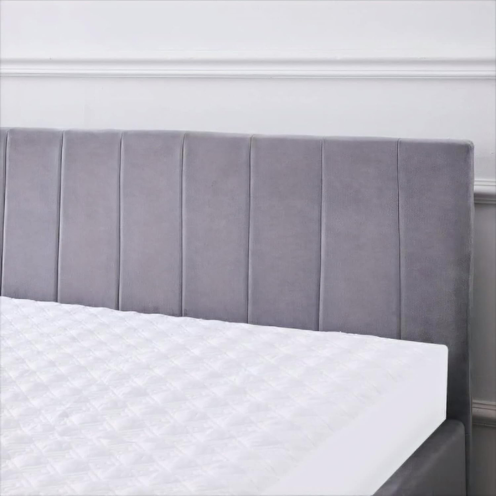 Portland Line Small Double Grey Velvet Ottoman Bed with Mattress Image 3