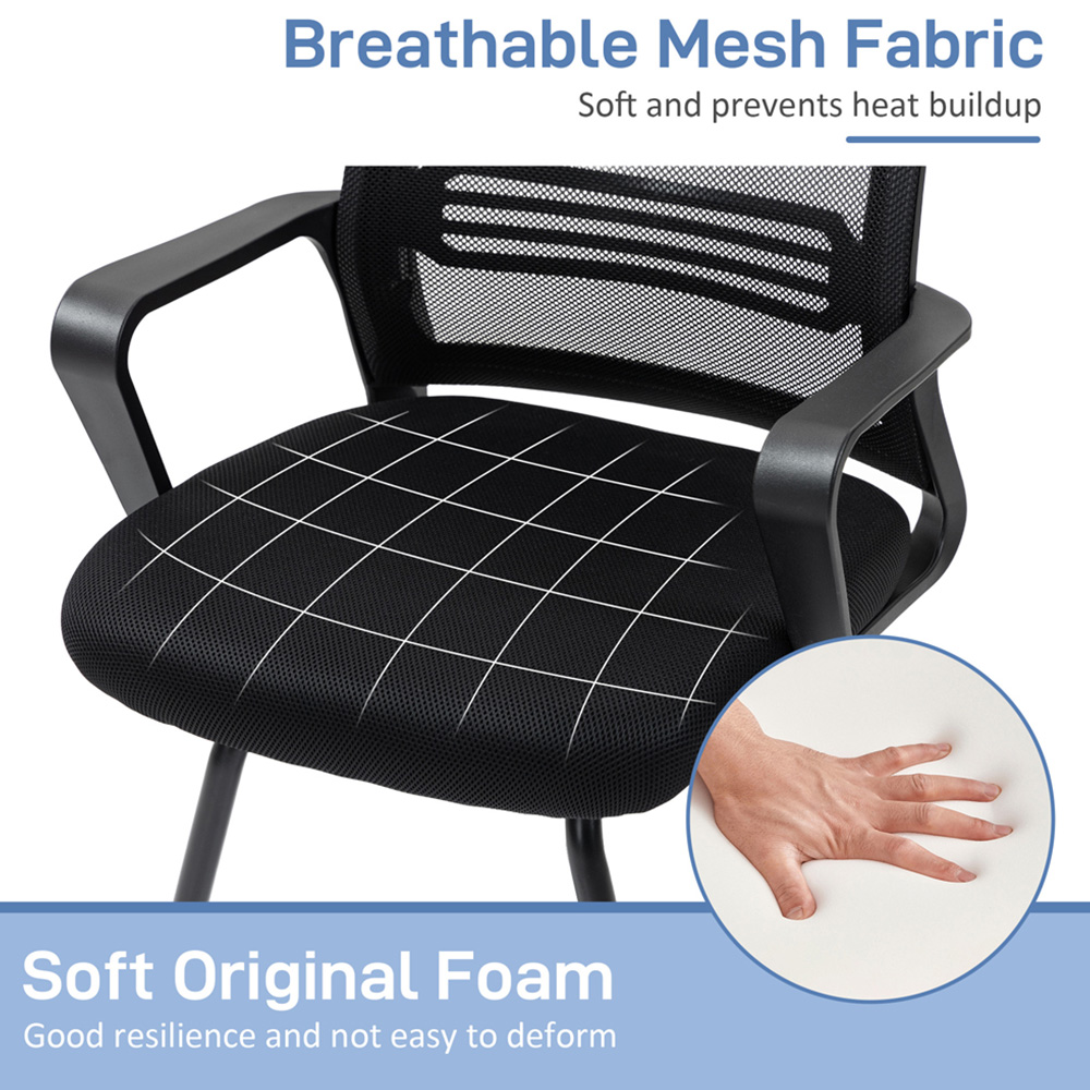 Portland Black Mesh Office Chair with Sled Base Image 5