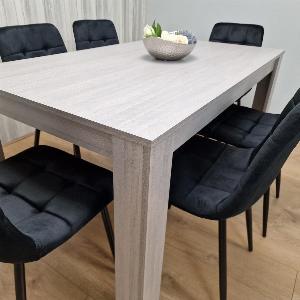 Portland 6 Seater Velvet Dining Set Grey and Black Image 5