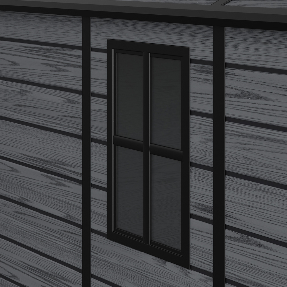 Living and Home 8 x 6ft Plastic Dark Grey Double Door Apex Garden Storage Shed Image 4