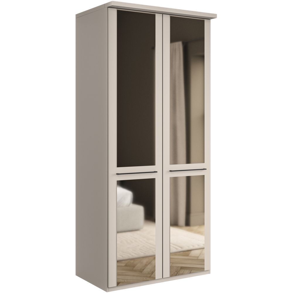 Homebase Cortiva Champagne and Slate 2 Mirrored Door Hinged Wardrobe Image 2