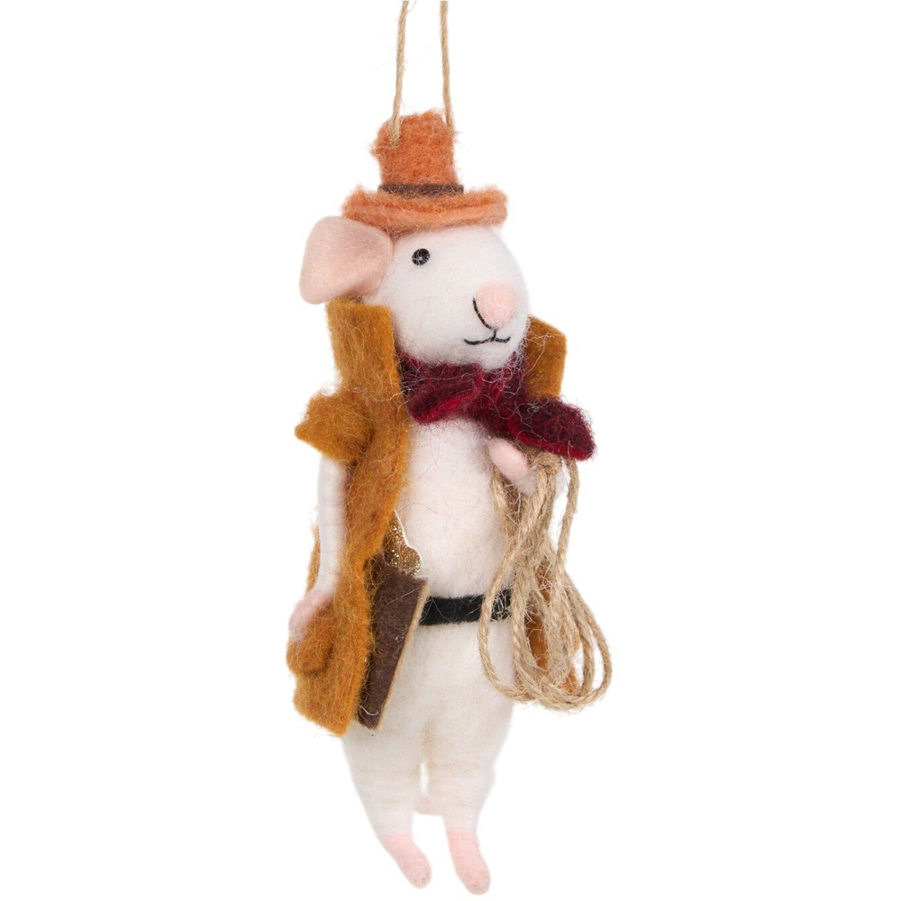 Western Mouse Hanging Decoration White and Brown Image 3