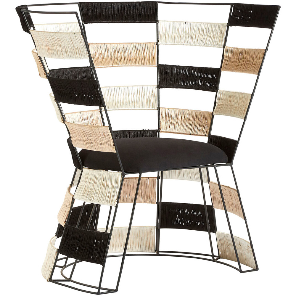 Premier Housewares Fusion Beige Black and White Woven Chair Image 2
