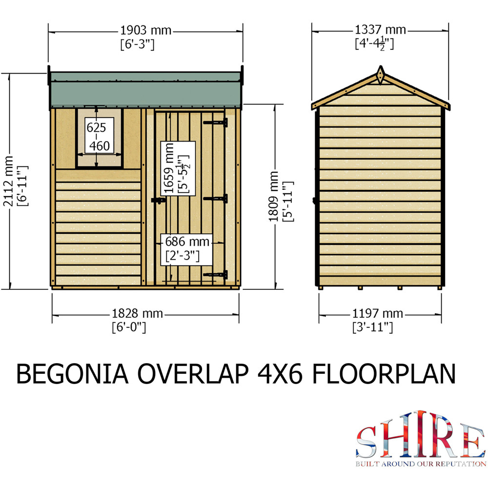 Shire 6 x 4ft Dip Treated Overlap Reverse Apex Shed Image 9