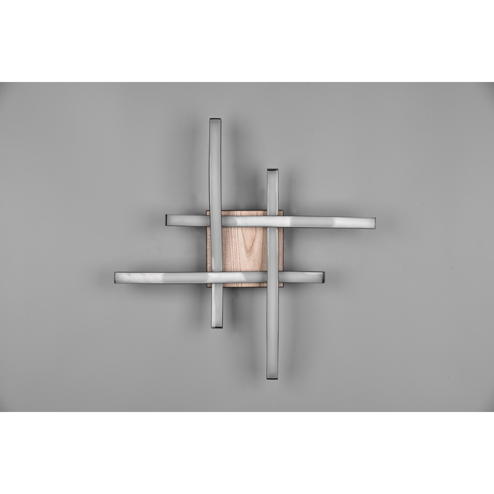 TRIO Route Wood Imitation 4 Light LED Ceiling Light Image 5