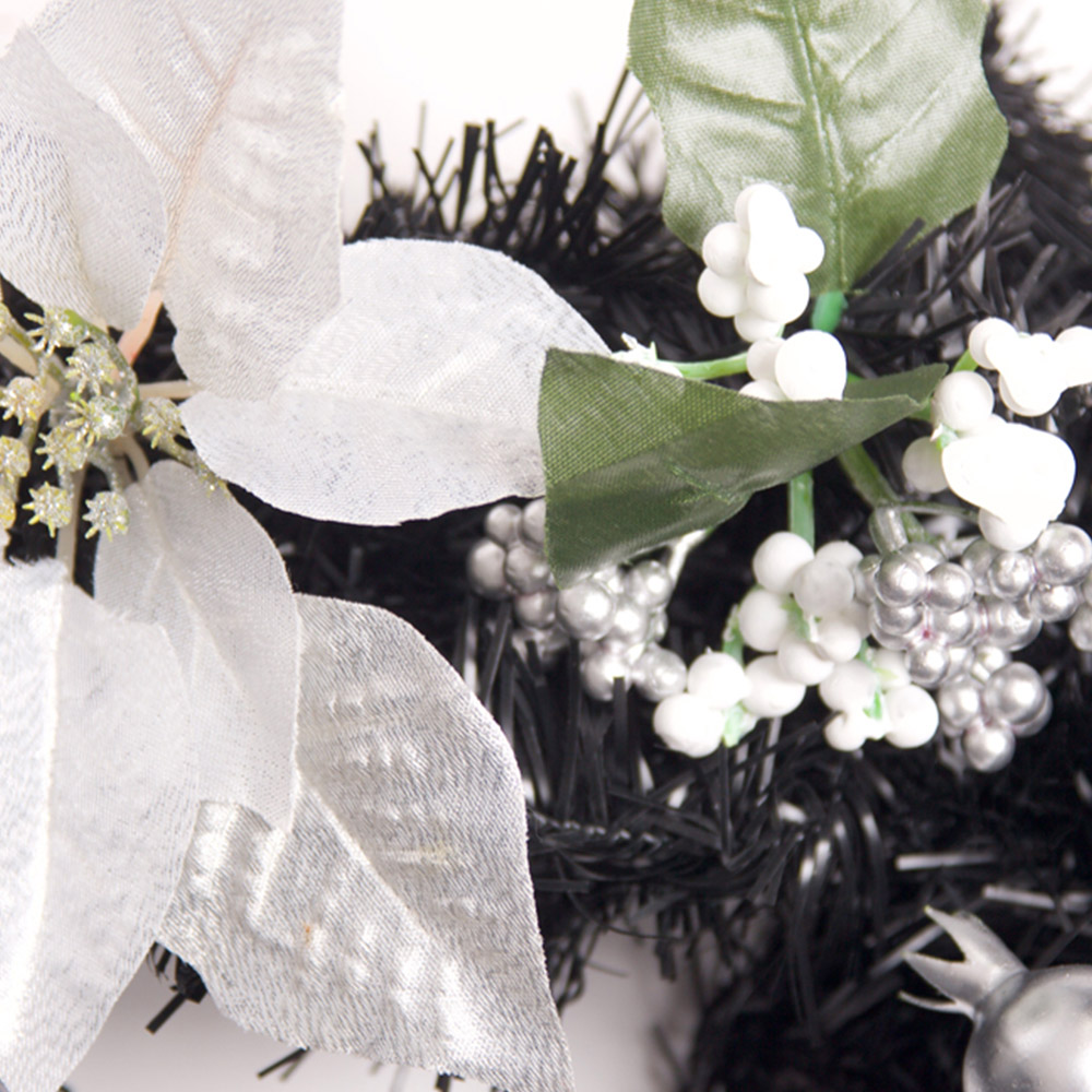 Best Artificial Black and Silver Christmas Garland 180cm Image 2