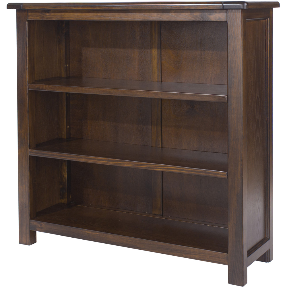Boston 3 Shelf Dark Lacquer Finish Low Bookcase Image 2