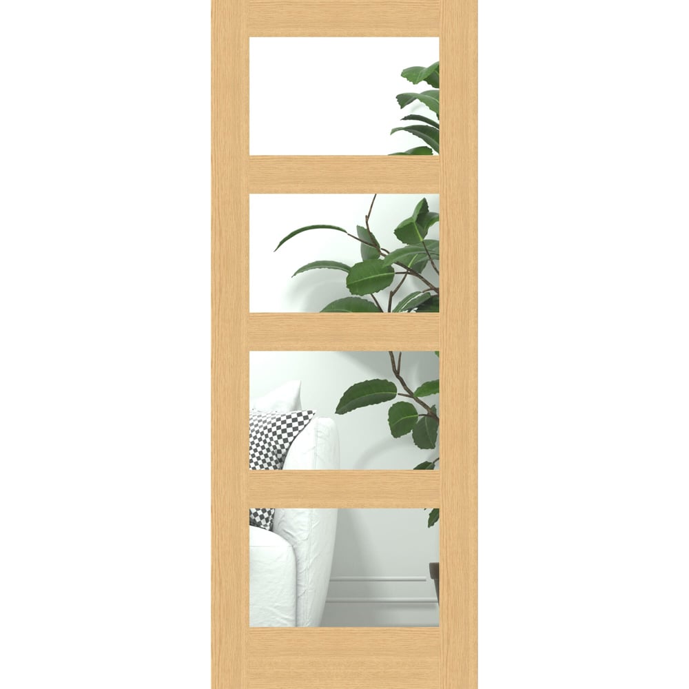 Green & Taylor Shaker Oak 4 Lite Clear Glazed Internal Door 1981 x 533mm Image