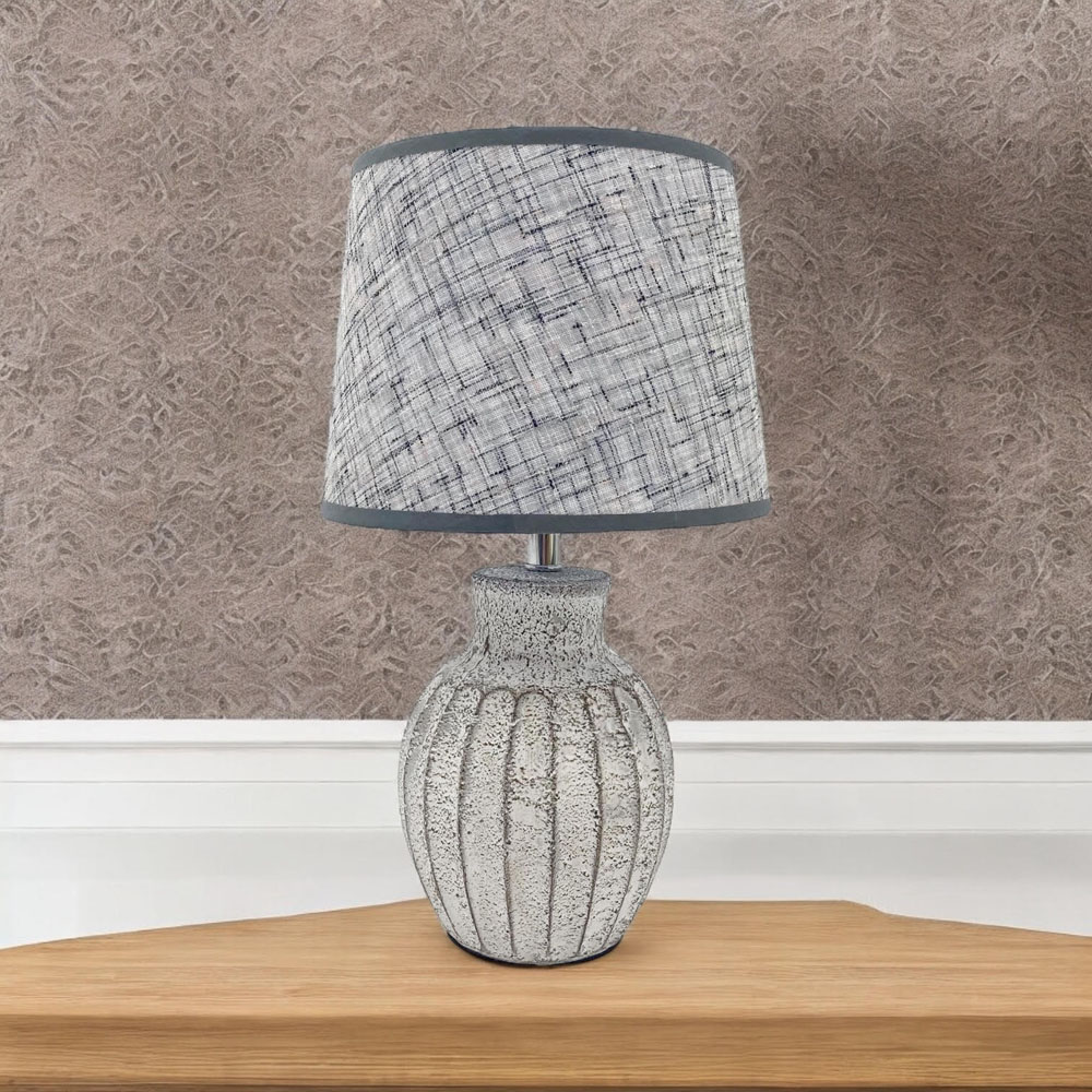 Acacia Home Grey Fabric Shade Pot Table Lamp 44 x 15 x 15cm Image 2