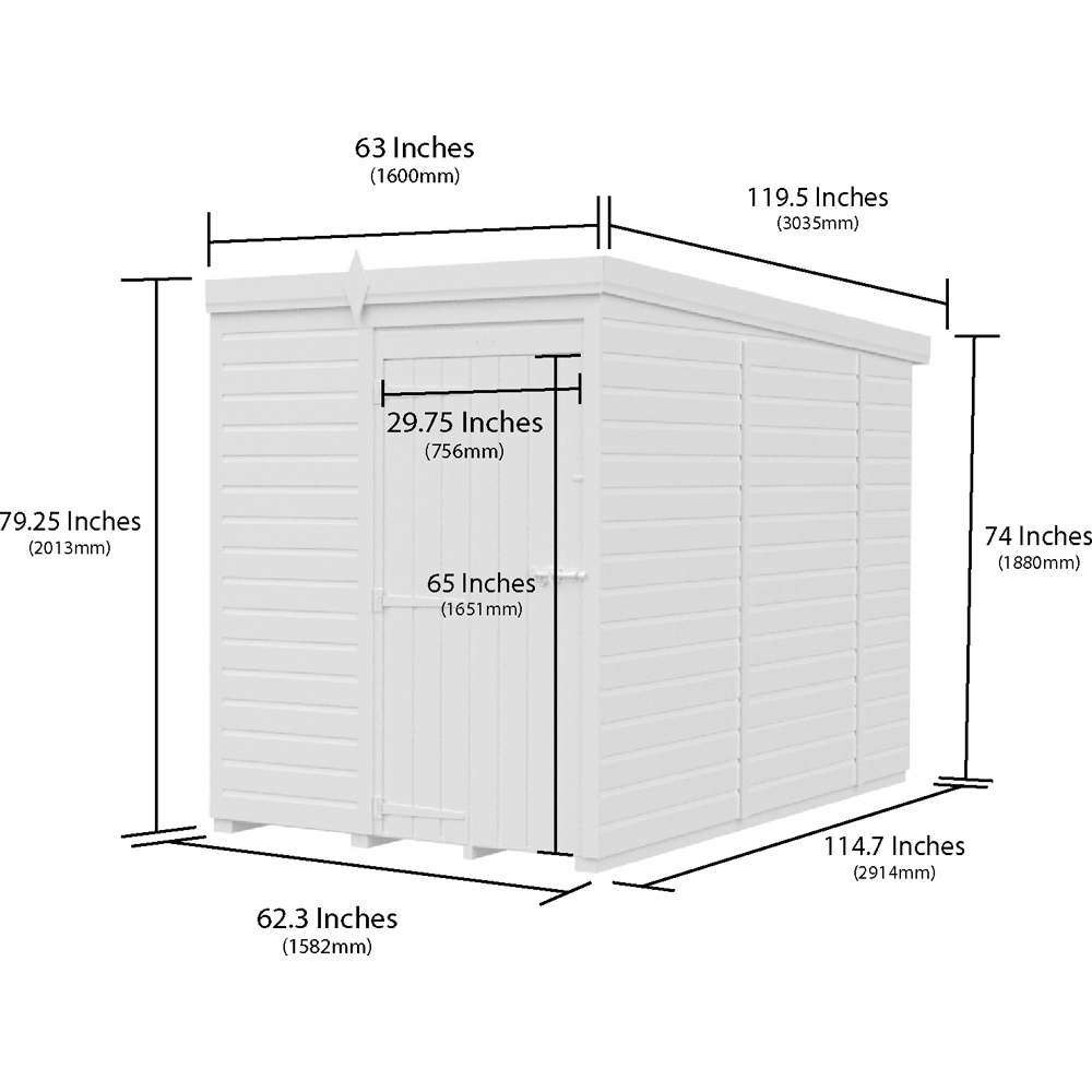 Foreverspaces 5 x 10ft Composite Board Pent Garden Shed Image 3