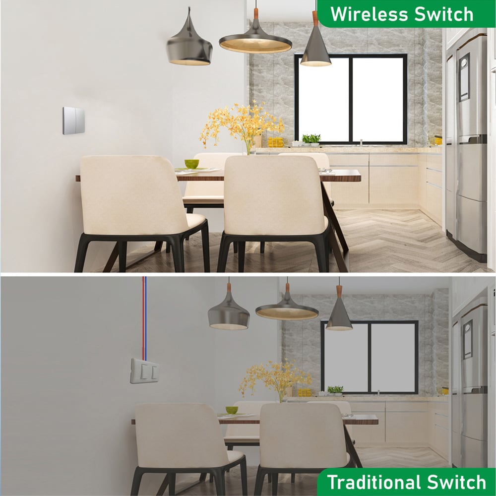 ENER-J 2 Gang Silver Wireless Non Dimmable Kinetic Switch Image 5