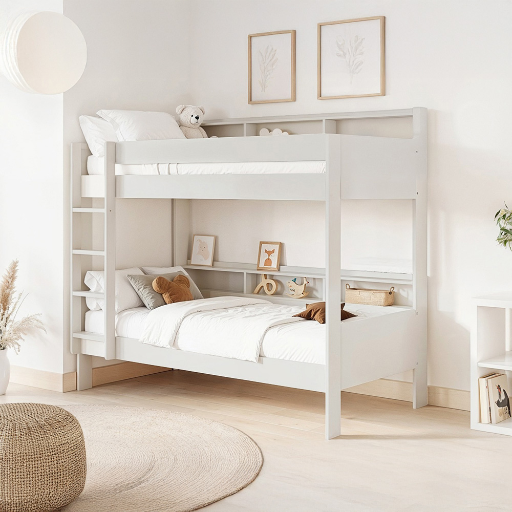 Noomi Bodie Single White Pine Storage Bunk Bed Image 4
