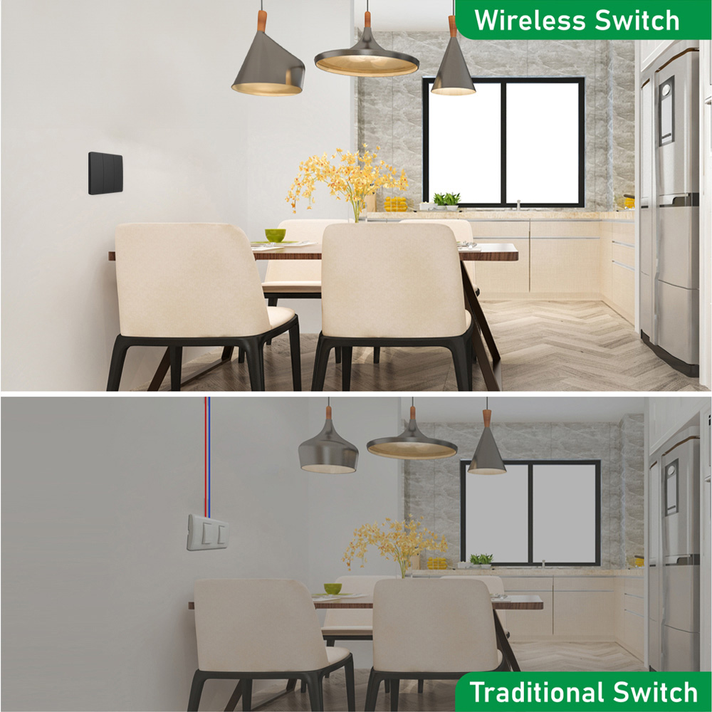 ENER-J 3 Gang Black Wireless Non Dimmable Kinetic Switch Kit Image 5