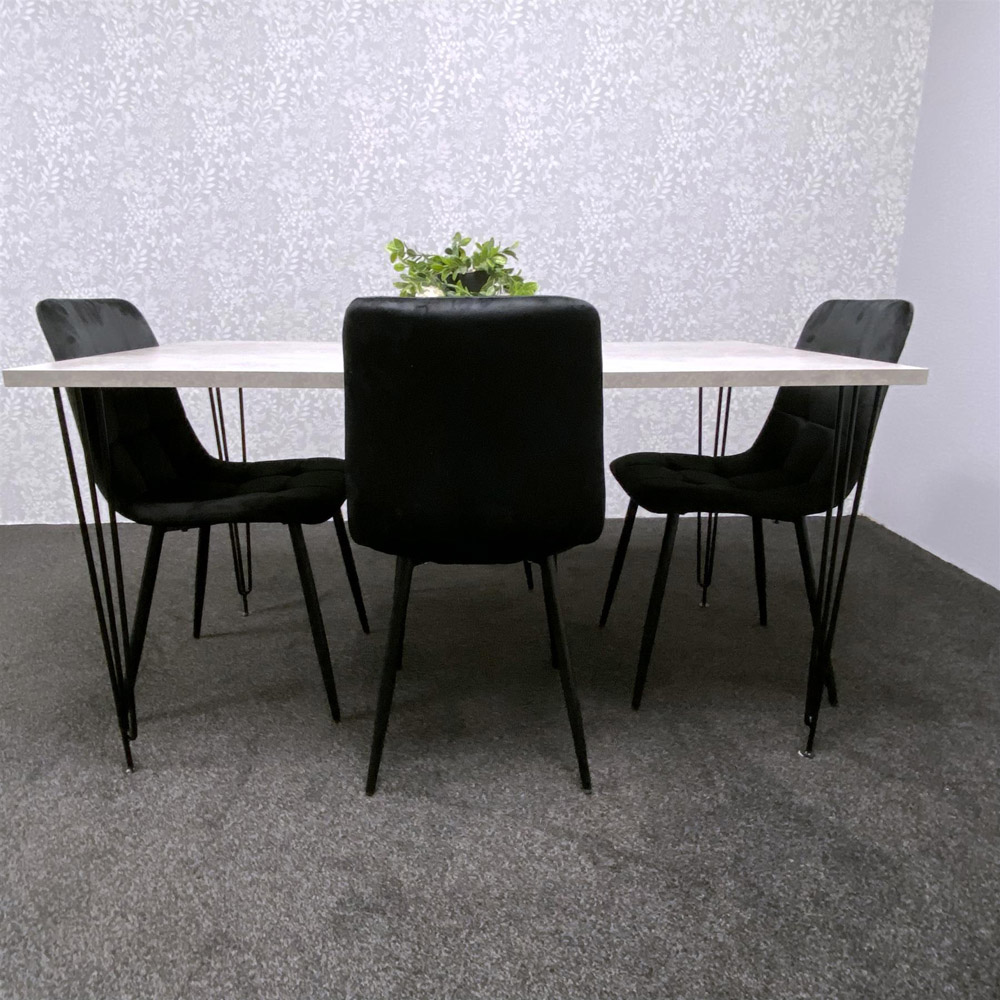 Kosy Koala 4 Seater Grey and Black Velvet Dining Table Set Image 5