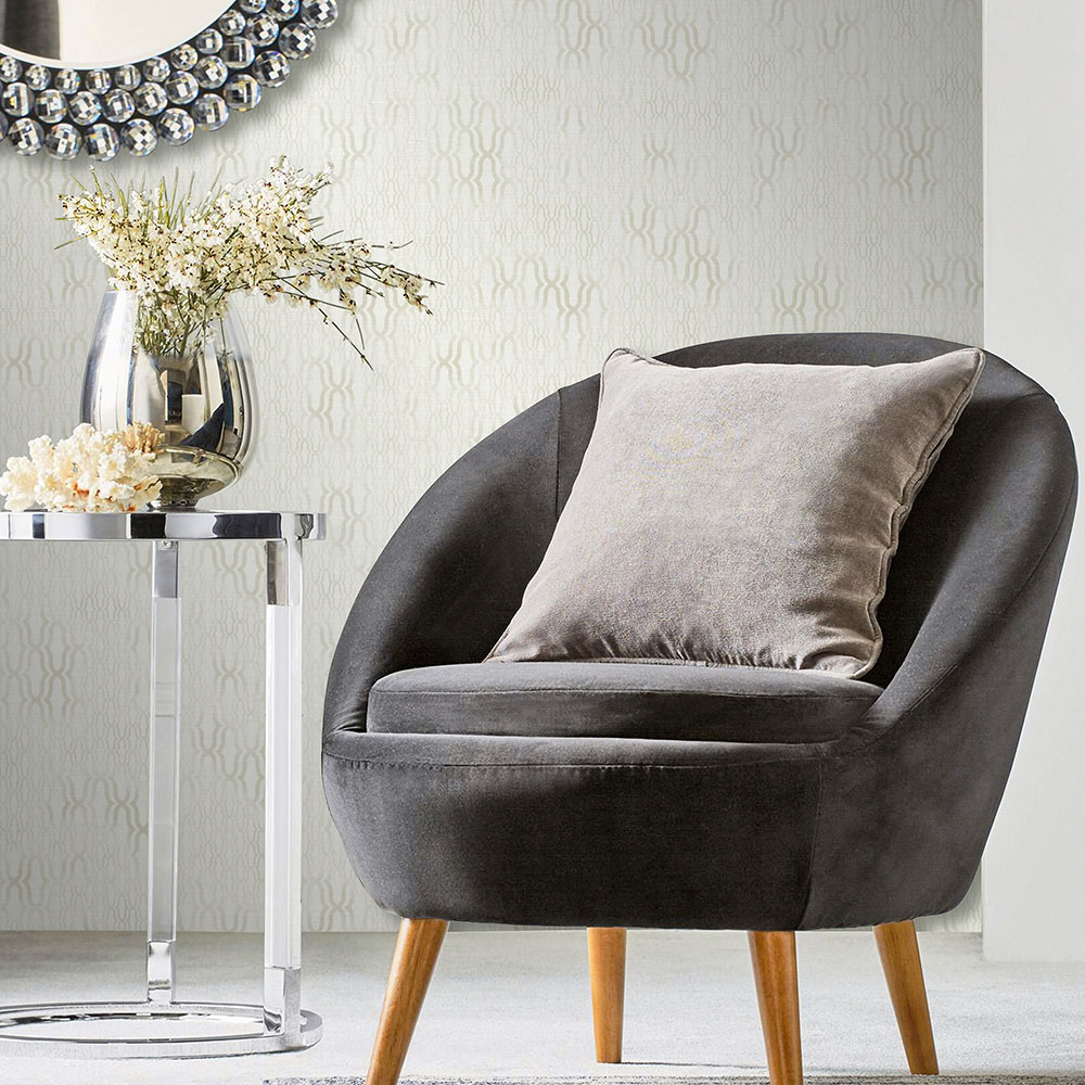 Erismann Soft Geometric Trellis White Non Woven Vinyl Wallpaper Image 3