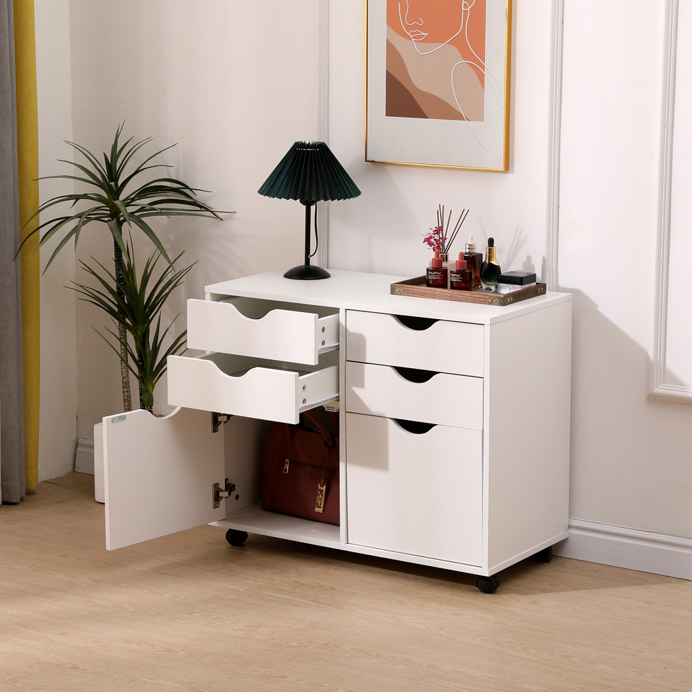 MMT Furniture Designs 2 Door 4 Drawer White Under Desk Storage Cabinet Image 5