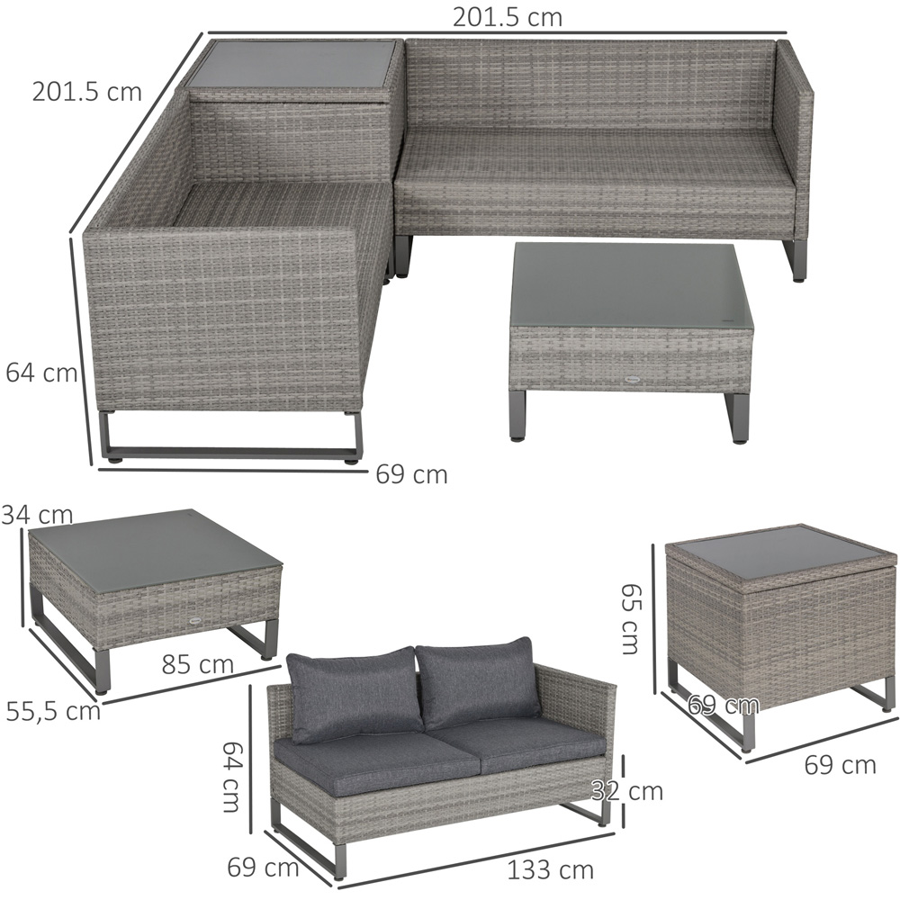 Outsunny 4 Seater Grey Rattan Corner Lounge Set Image 8