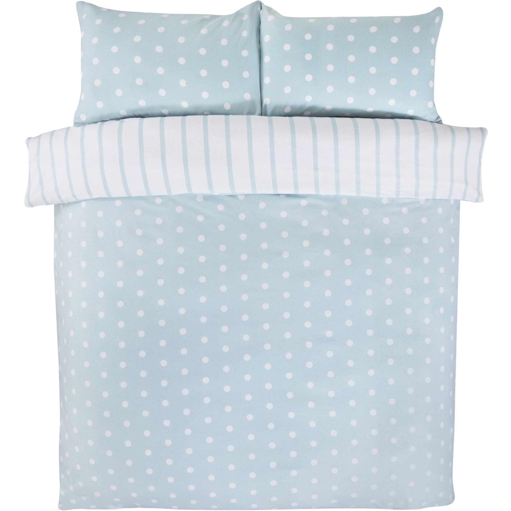 Rapport Home So Soft Spots and Stripes King Size Duck Egg Brushed Microfibre Duvet Set Image 2