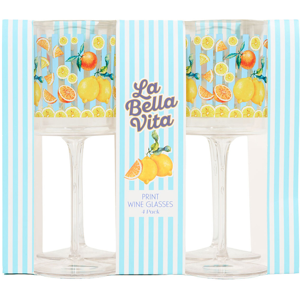 Pack of 4 La Bella Vita Print Wine Glasses Image 2