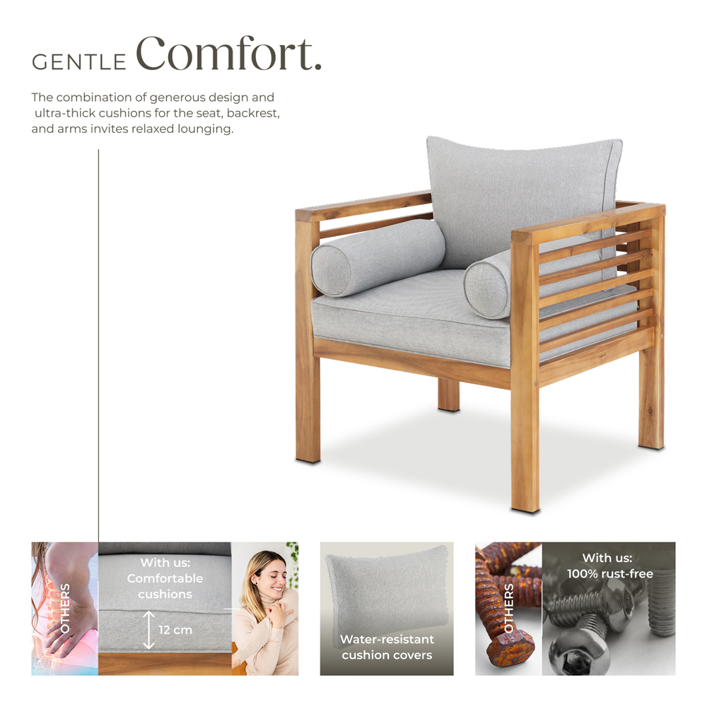 tectake Boka Wooden Frame Garden Chair Image 3