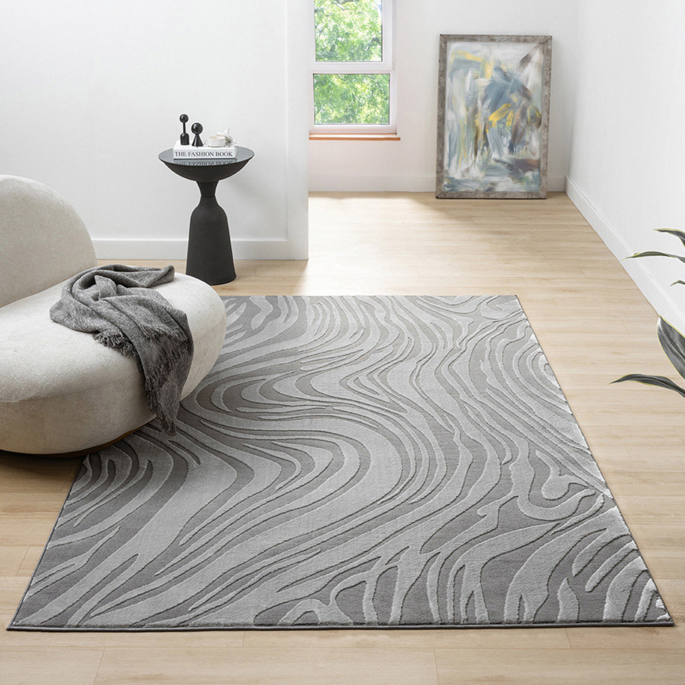 Desire Rugs Vellure Anthracite Metallic Sheen Marble Design Rug 160 x 230cm Image 2