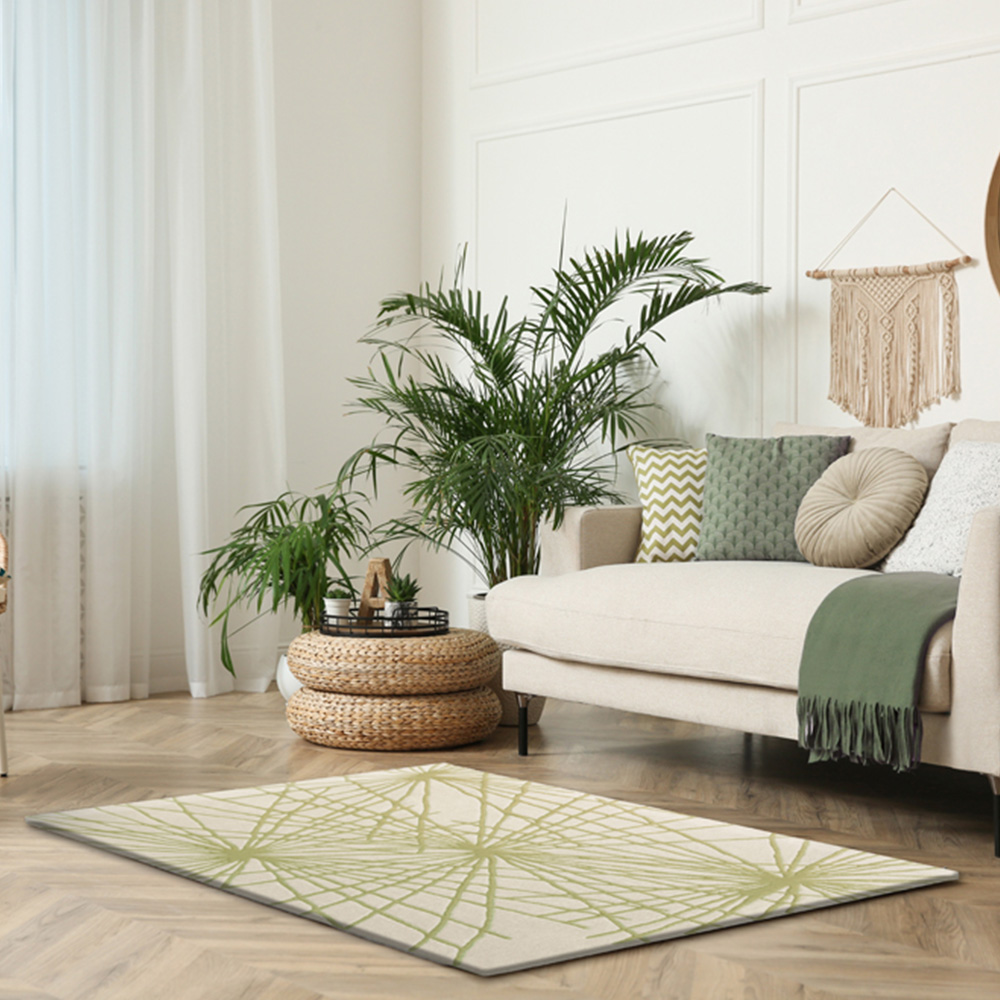 Esselle Home Aura Starburst Natural and Sage Green Rug 160 x 230cm Image 2