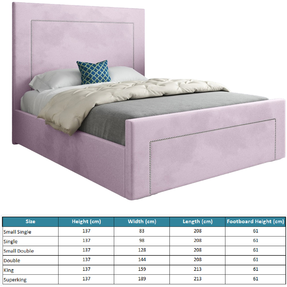 Lucca Pink King Size Velvet Upholstered Bed Frame with High Headboard Image 7