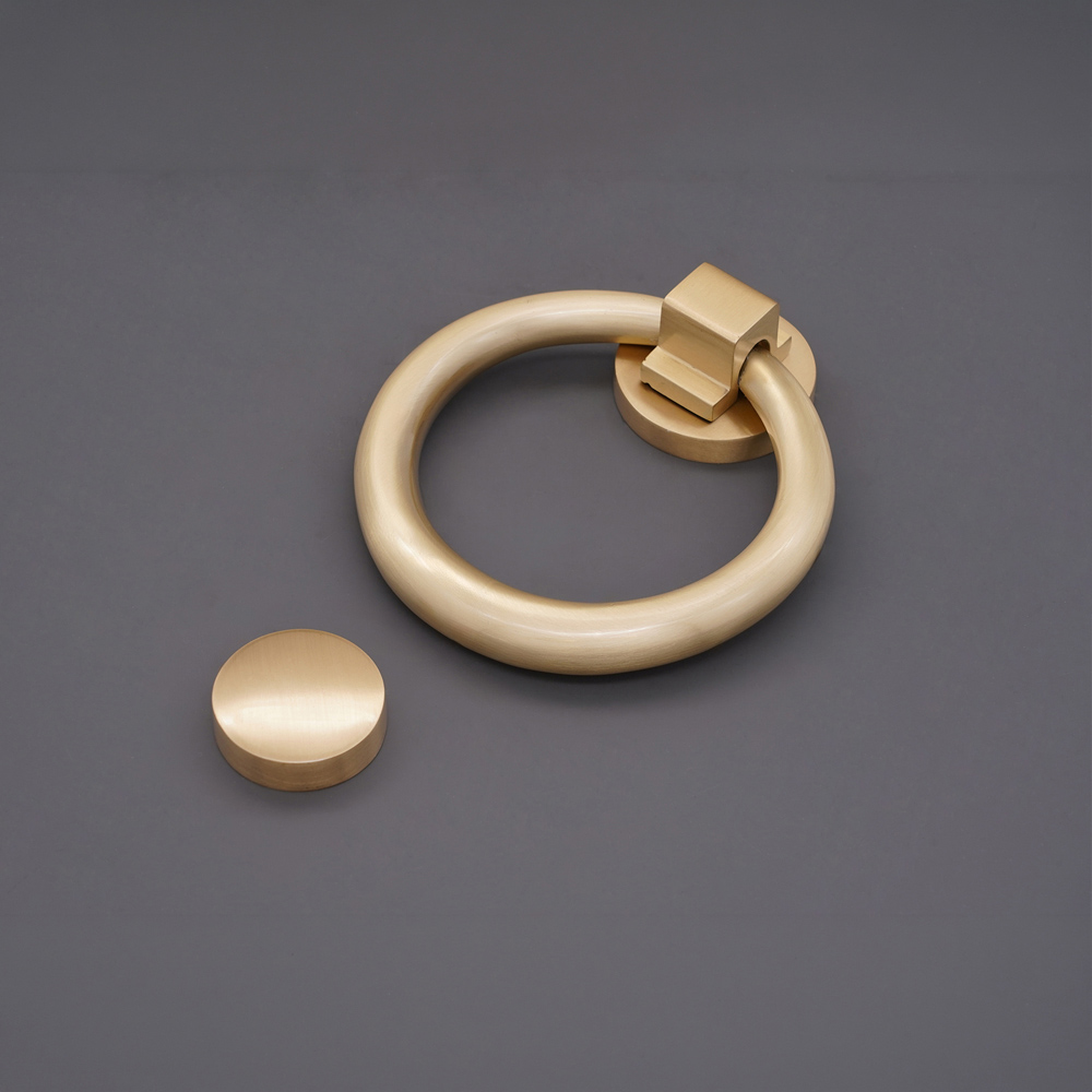 Spira Brass Satin Brass Ring Door Knocker Image 4
