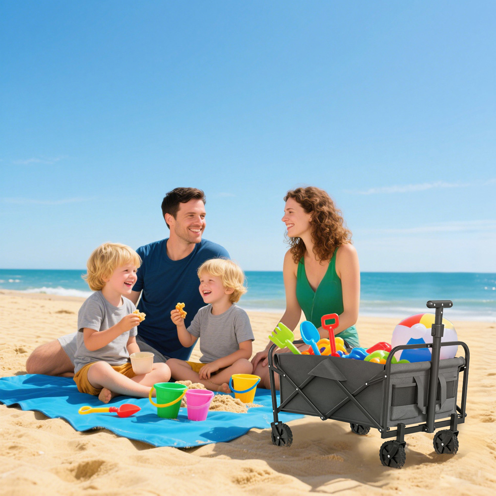 Outsunny 62L Grey Heavy Duty Folding Garden Trolley Image 3