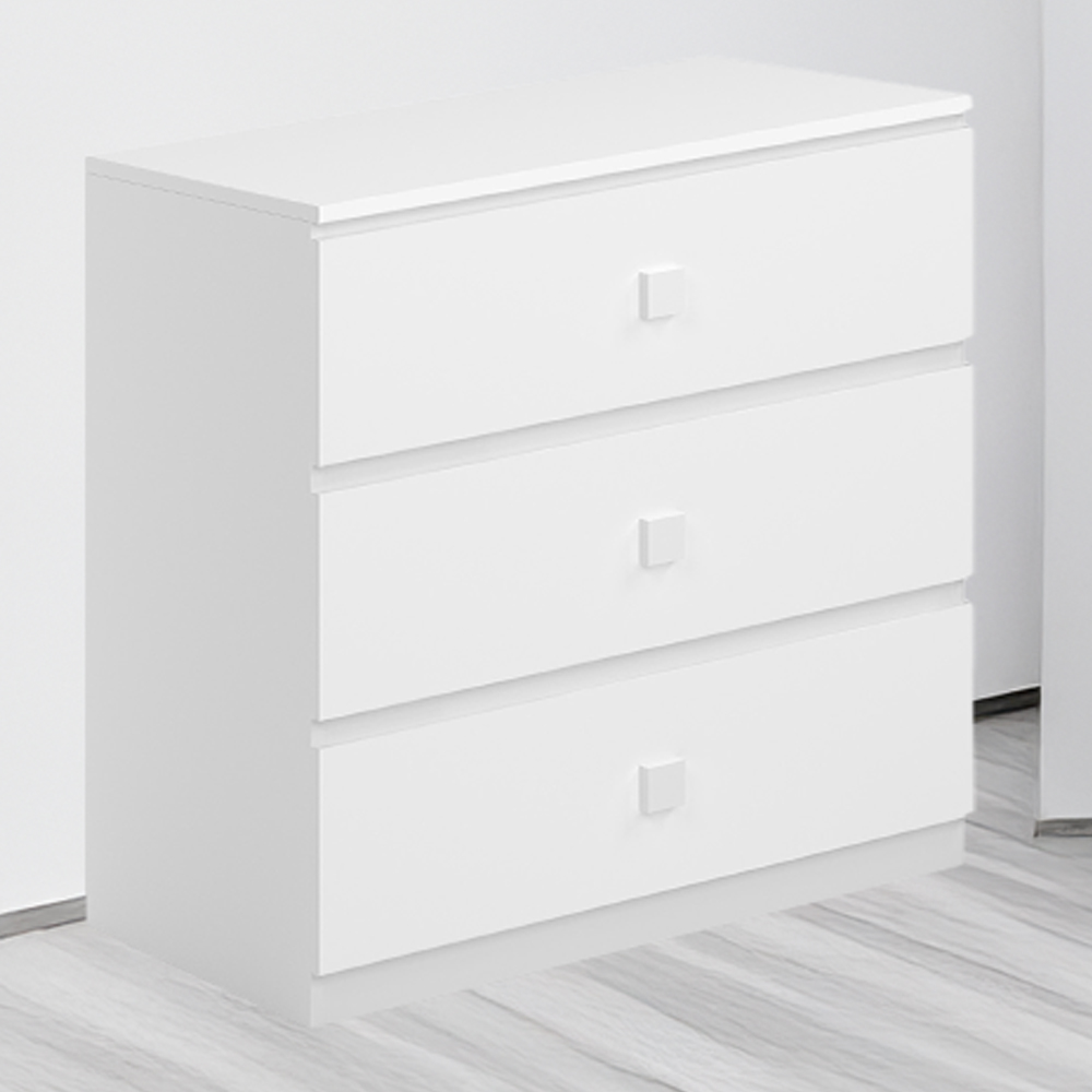 Kudl 3 Drawer White Storage Chest Image 1