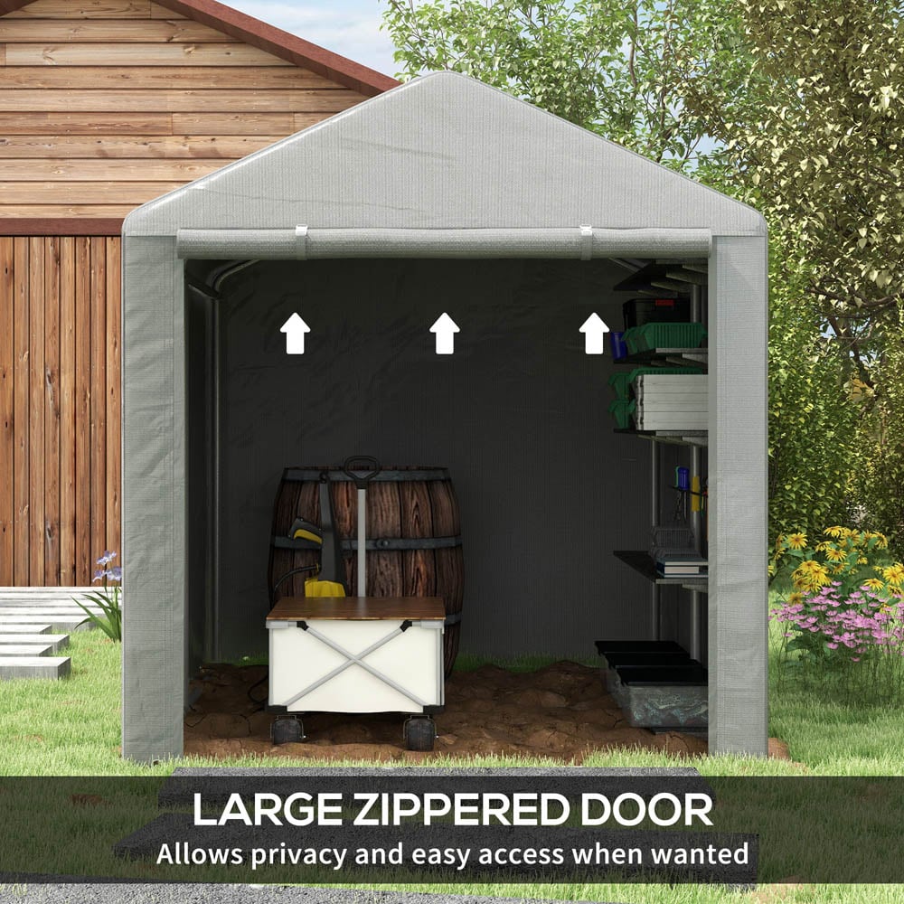 Outsunny 7.1 x 5.2ft Light Grey Garden Storage Shed Image 8