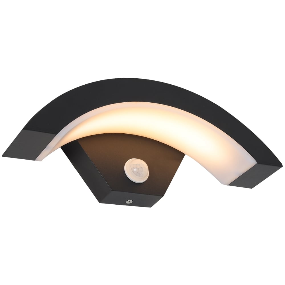 Living and Home Black Curved LED Garden Induction Wall Light Image 3