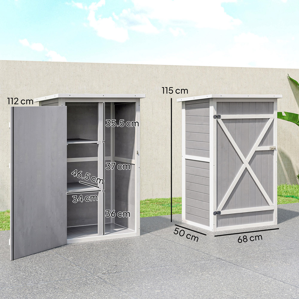 Outsunny 2.5 x 1.8ft Grey Wooden Garden Shed Image 9