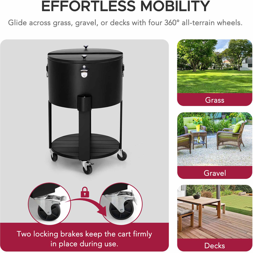 Sunjoy 60 Quart Rolling Ice Cooler Cart Image 5