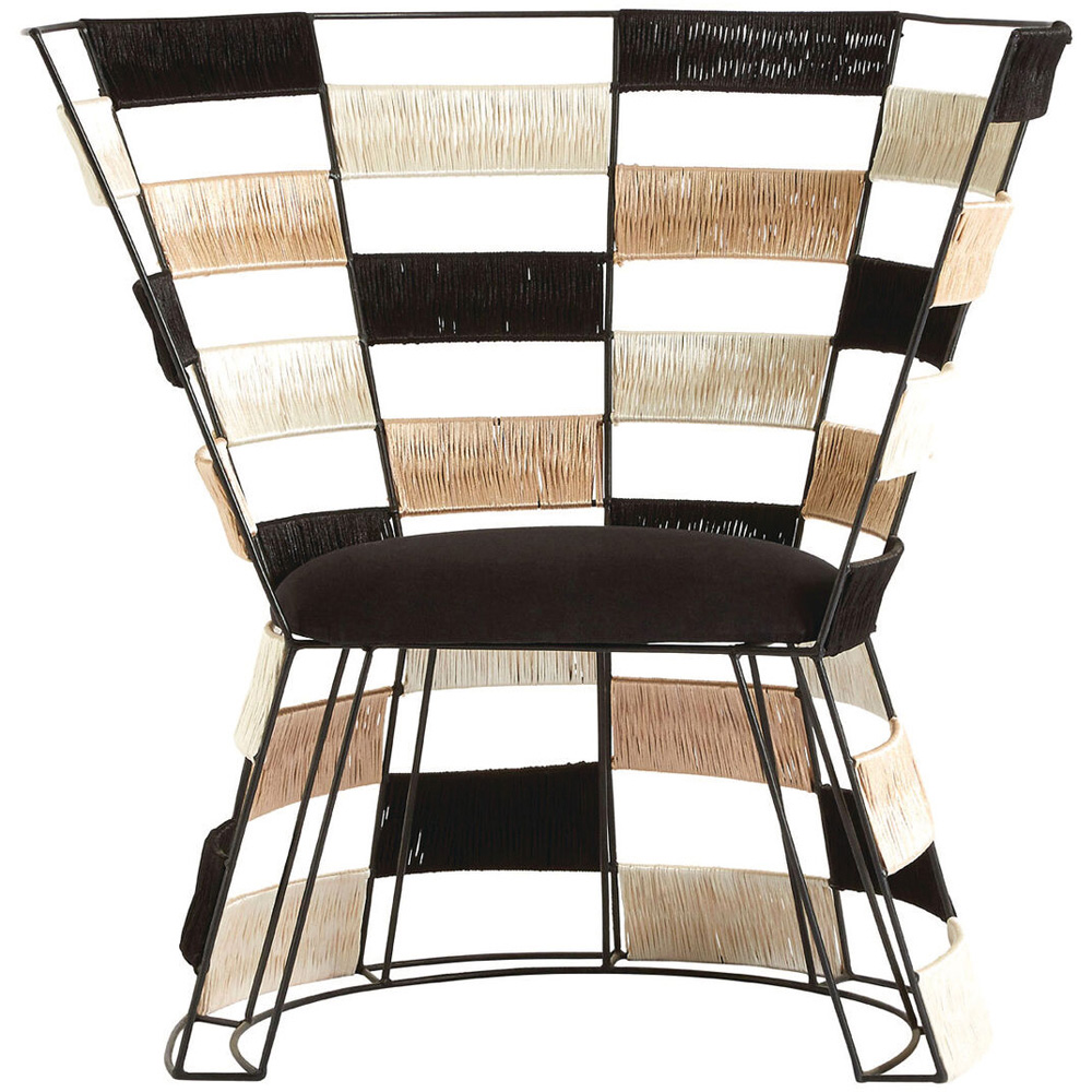 Premier Housewares Fusion Beige Black and White Woven Chair Image 3