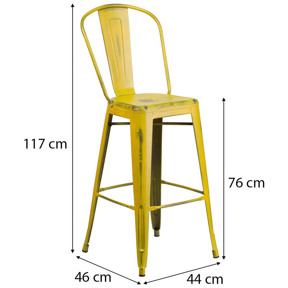 FWStyle Yellow Steel Bar Stools Set of 4 Image 5