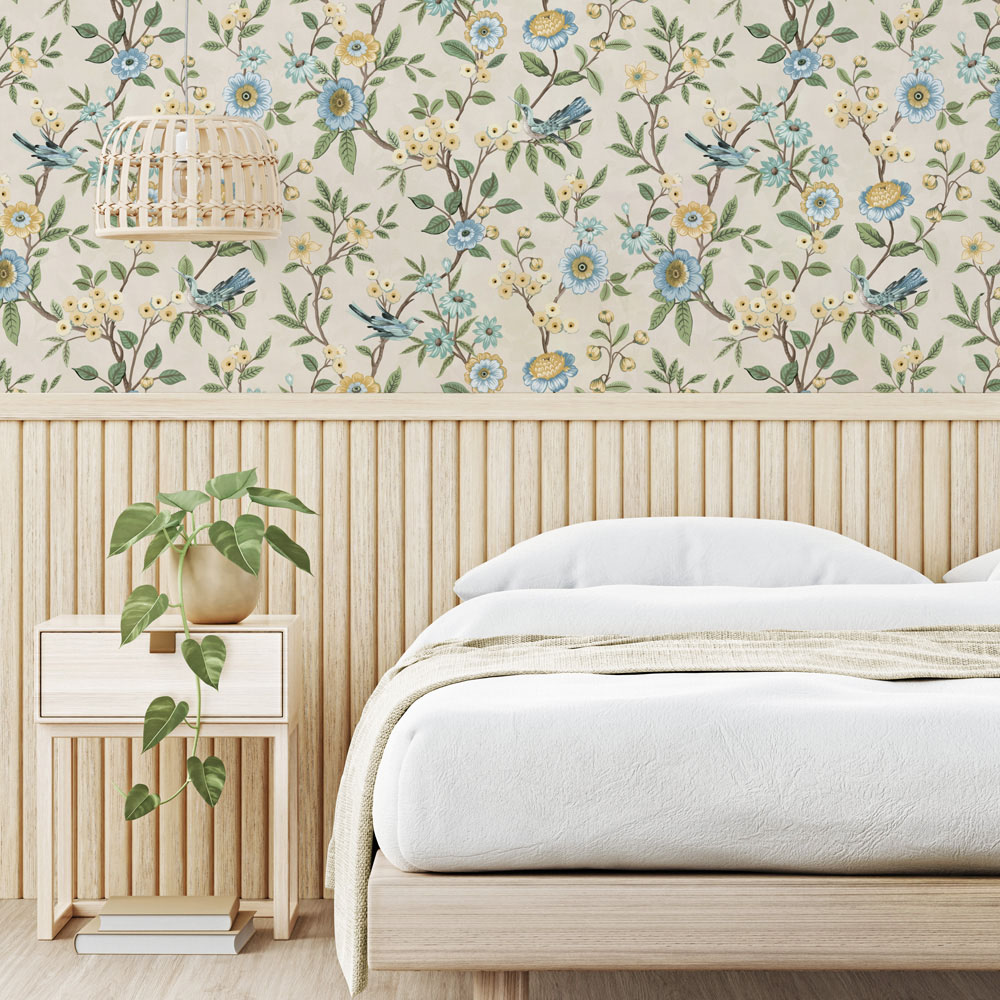 Fine Decor Eleanor Floral Natural Wallpaper Image 3