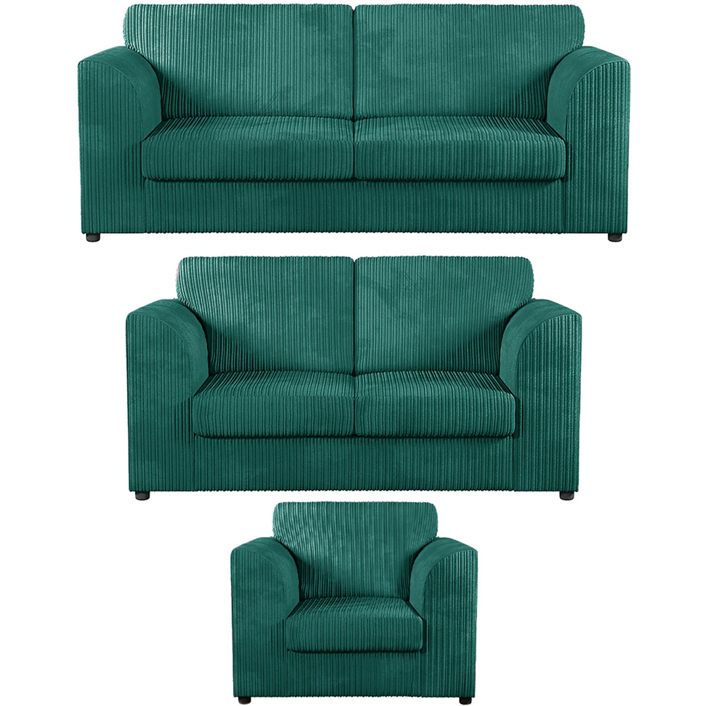 Luxor 6 Seater Teal Jumbo Cord Sofa Suite with Full Back Image 2