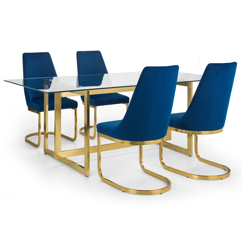 Julian Bowen Vittoria Cantilever Set of 2 Blue Dining Chairs Image 5