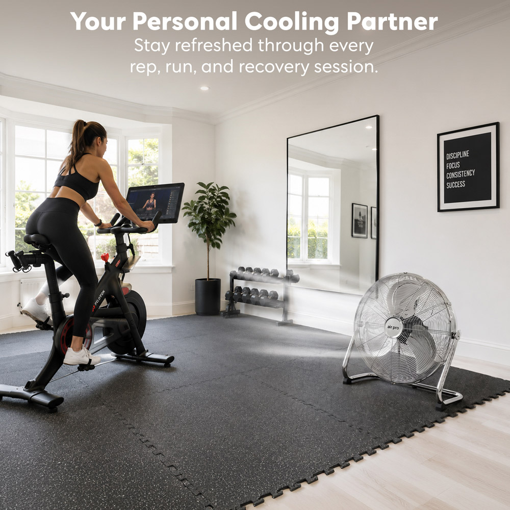 Air Pro Silver Chrome 3 Speed Powerful Air Cooling and Circulating Floor Fan 20 inch Image 4