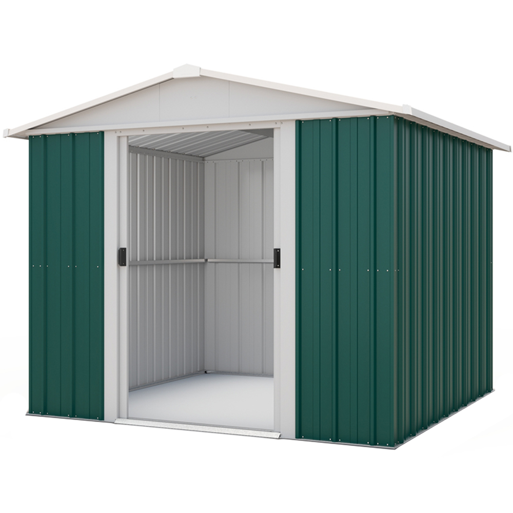 Yardmaster 8 x 9ft Emerald Green Metal Apex Storage Shed with Floor Support Kit Image 1