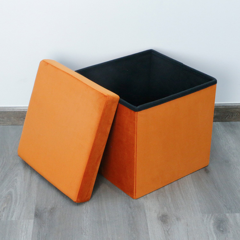 Seville Orange Velvet Storage Box Image 2