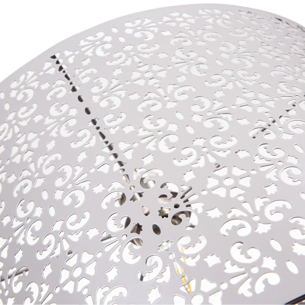 Happy Homewares Grey Metal Marrakech Designed Pendant Shade with Floral Decoration Image 4